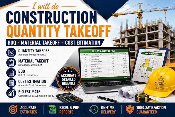 do construction quantity takeoff, boq, material takeoff and cost estimation
