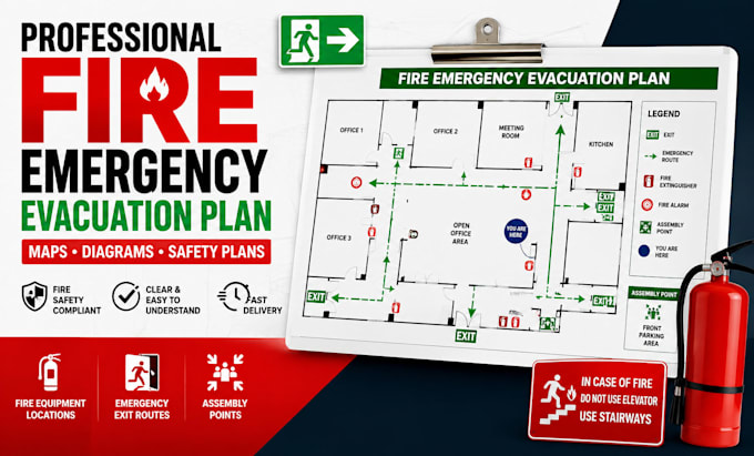 design professional fire emergency evacuation plans, maps and safety diagrams
