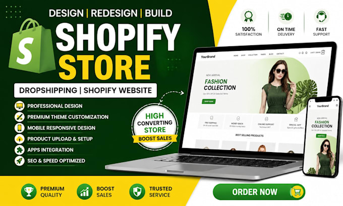 design redesign build shopify store dropshipping, shopify website