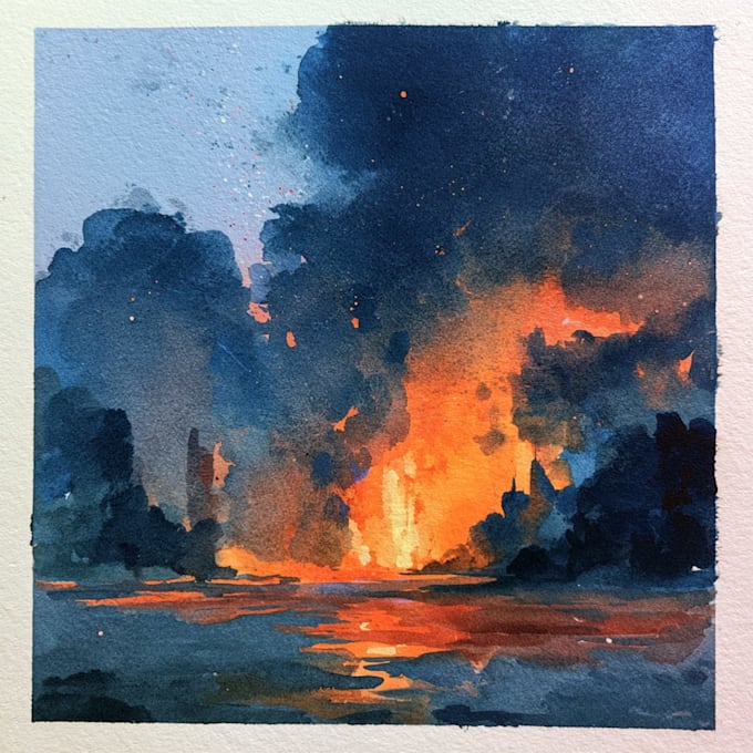 draw professional watercolor landscape illustration