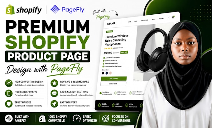 design a premium shopify product page with pagefly