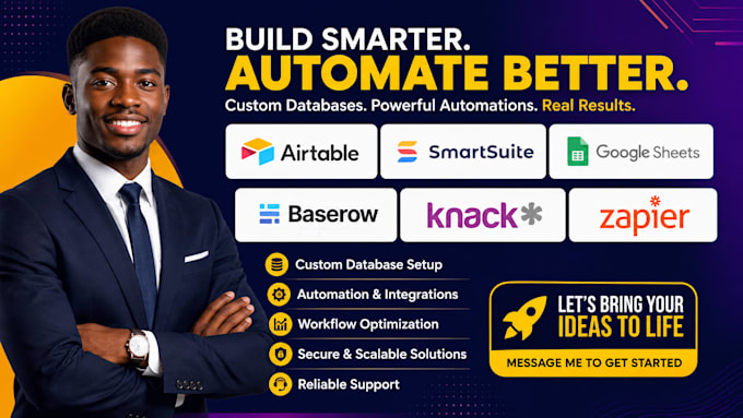 build airtable smartsuite google sheets baserow knack and zapier automation