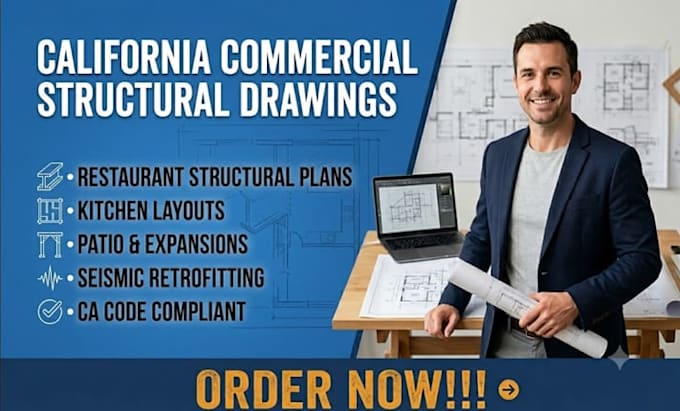 draw california restaurant structural plans for commercial remodeling