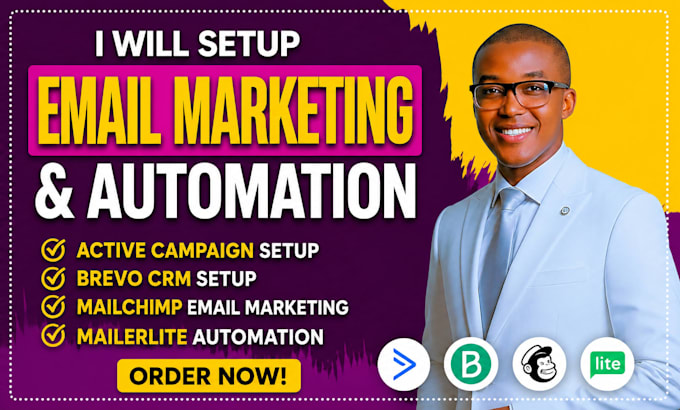 setup activecampaign, brevo CRM, mailchimp email marketing mailerlite automation