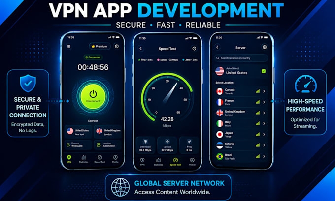 an ionic VPN app for android ios with ads and admin panel