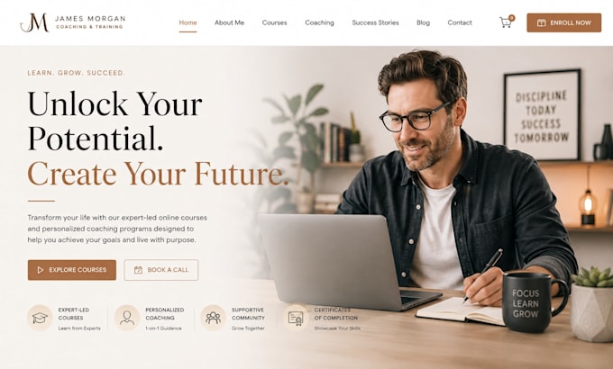 design squarespace coaching and online course website with membership