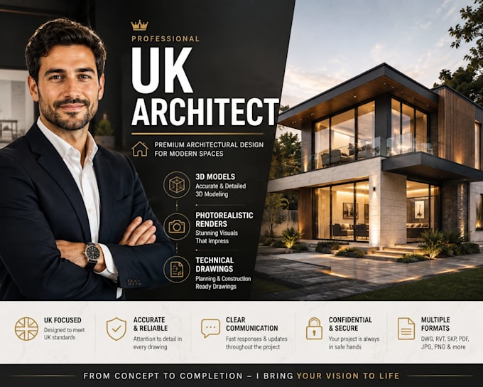 be your UK architect for 3d models, renders and technical drawings