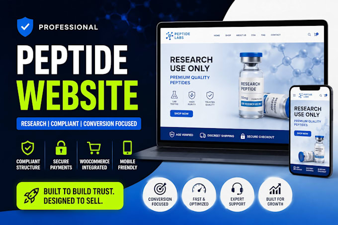 build peptide website research peptide store woocommerce website