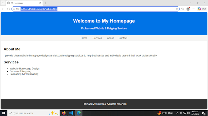 design your website homepage and retype documents