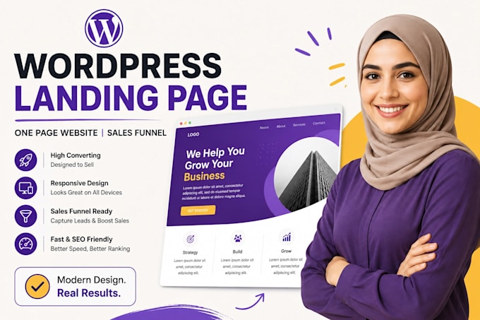 create wordpress landing page, wordpress one page website, sales funnel