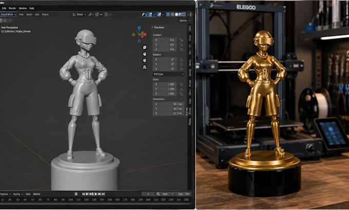 create custom 3d trophy model, medal, award stl for 3d printing