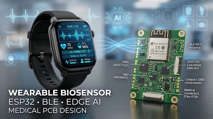 wearable biosensor expert edge ai emg ble pcb medical device engineer esp32