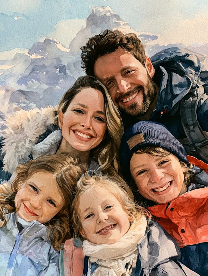 create a watercolor family portrait