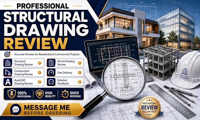 review civil and structural engineering drawings for permit projects