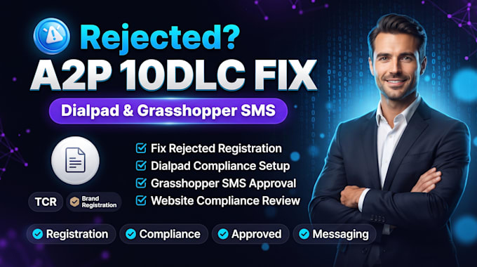 fix a2p 10dlc rejection and brand registration for dialpad grasshopper