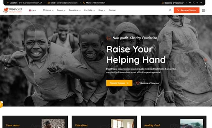 design fundraising website, charity website, donation website, ngo website