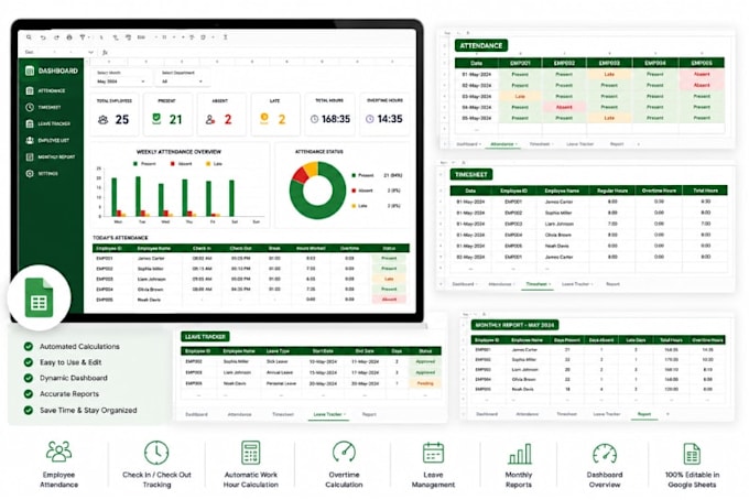 create an automated google sheets attendance and timesheet tracker