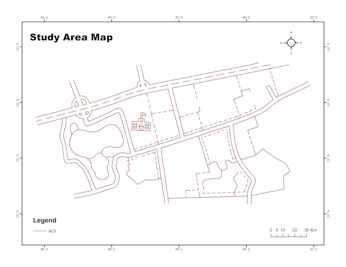 create a professional study area map for your research paper