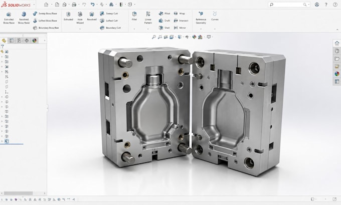 create silicone mold design, resin mold and plastic solidworks product cad model