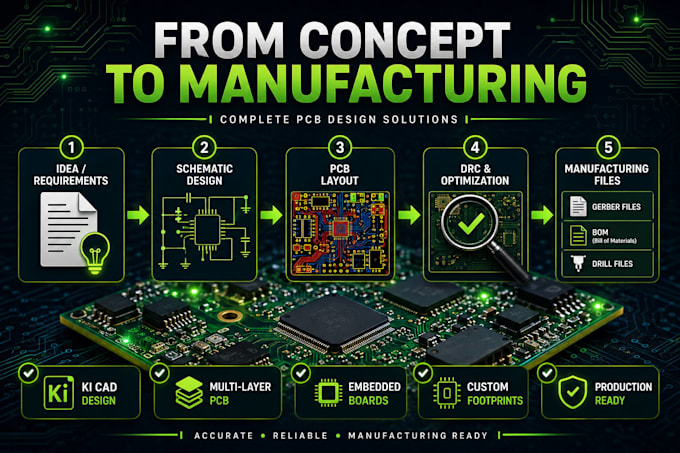 do pcb design schematic layout, electronics, embedded boards, footprint in kicad
