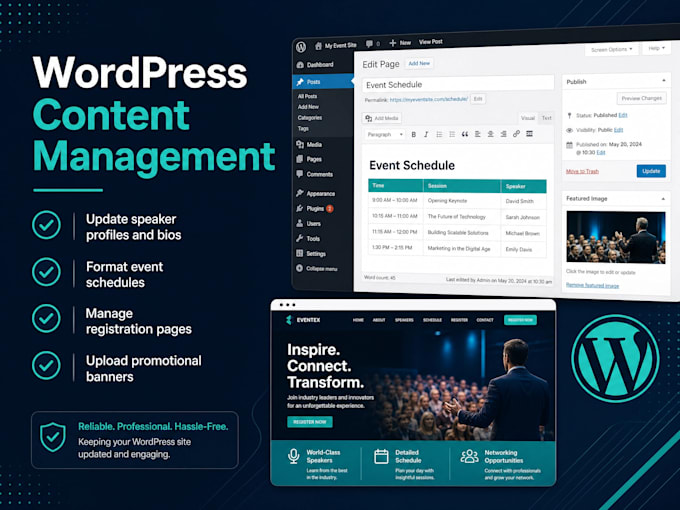 manage your wordpress event website and update content