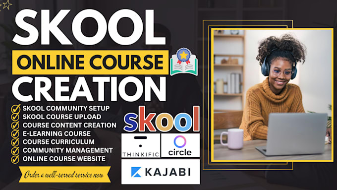 skool online course content creation, elearning curriculum skool community setup