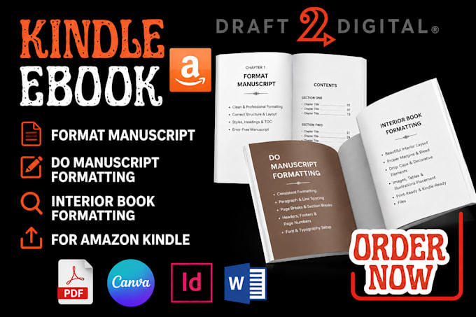 format manuscript, do manuscript formatting, interior book for amazon kindle