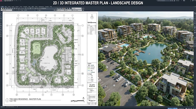 design 2d 3d master plan, landscape design, site plan, floor plan, autocad