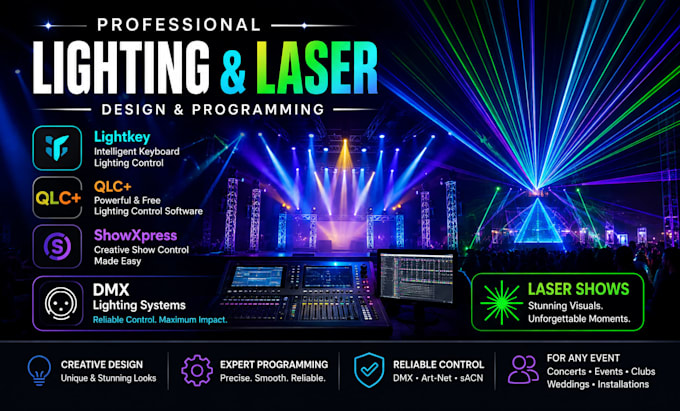 program lightkey qlc showxpress and dmx lighting systems and and laser shows