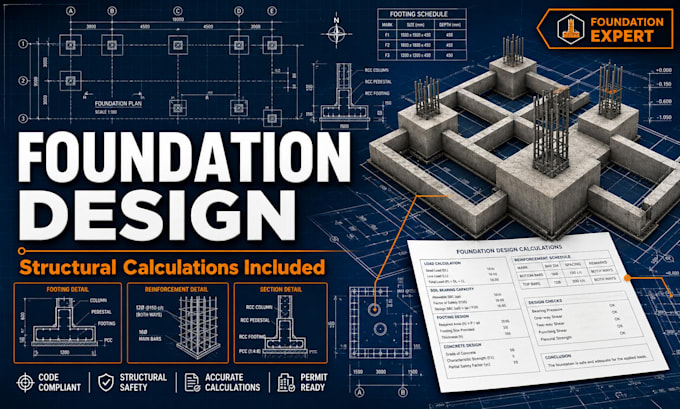design foundation and footing with structural calculations