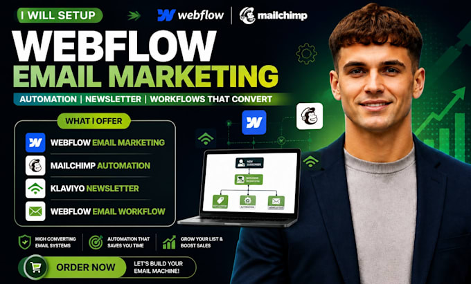 setup webflow email marketing mailchimp automation klaviyo newsletter workflow