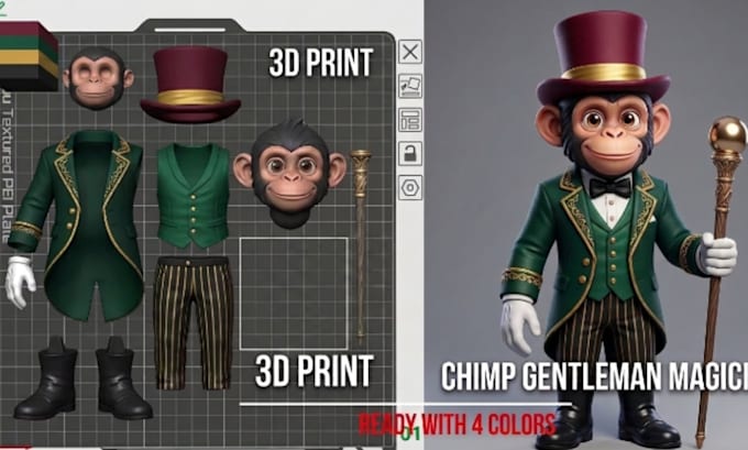 design multicolor 3d print model 3mf stl file for bambu ams prusa in 24h