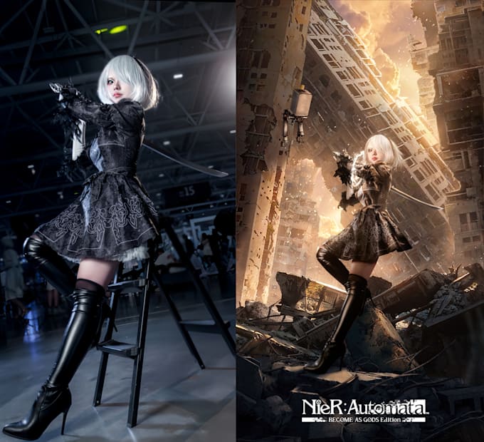 create a cinematic cosplay poster with photo manipulation
