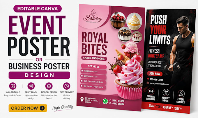 design an editable canva event poster or business poster
