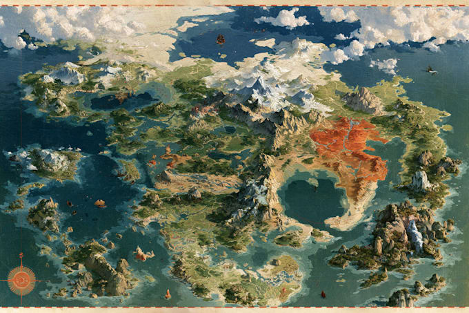 draw a fantasy map illustration