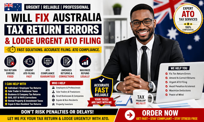 fix australia tax return errors and lodge urgent ato filing services