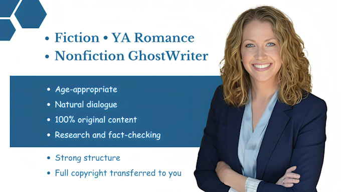 ghostwrite fiction story, ya romance novel, nonfiction book