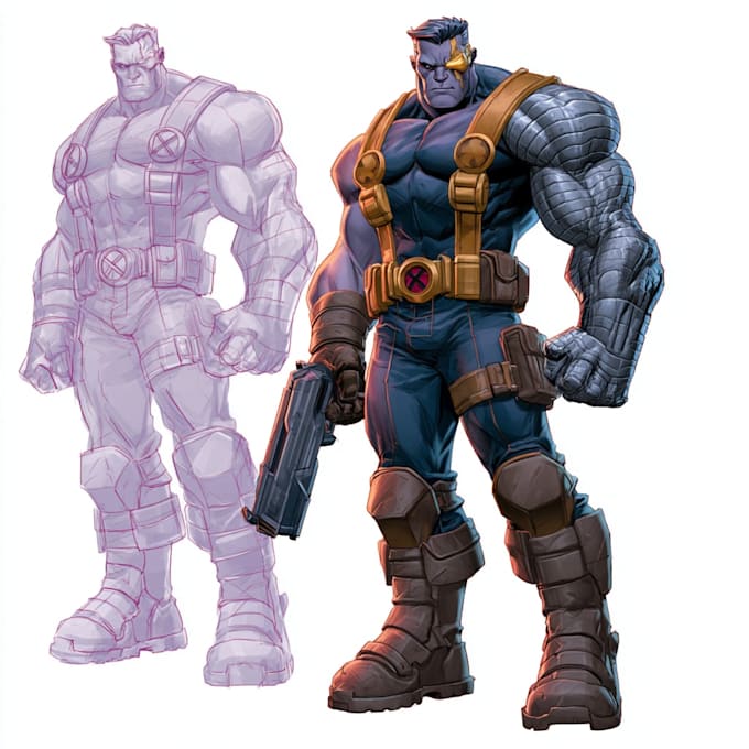 draw comic book character art, comic cover, concept superhero art illustration