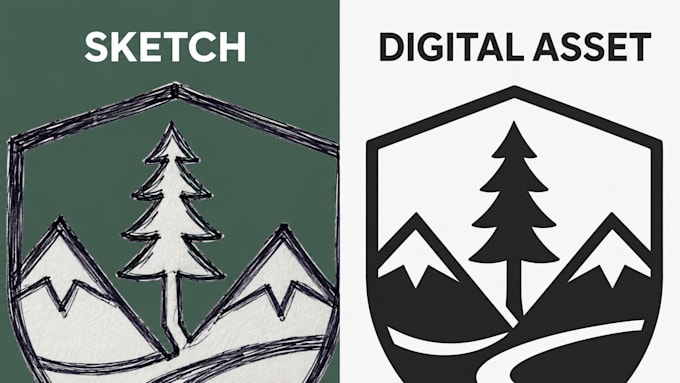 turn your rough drawing or sketch into a vector graphic