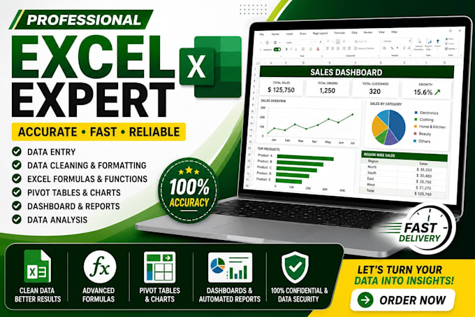 microsoft excel data entry, cleaning, formatting and pivot tables