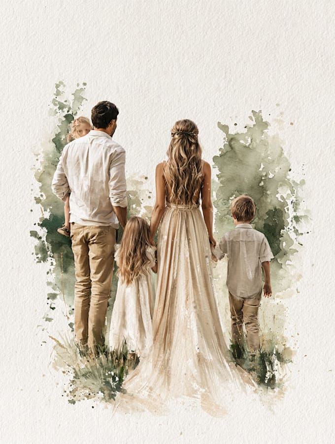 make watercolor family portrait