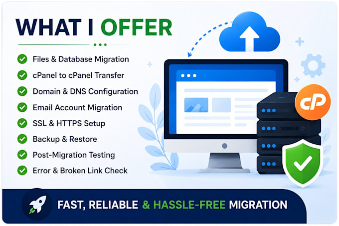 do website migration, cpanel setup, and hosting transfer