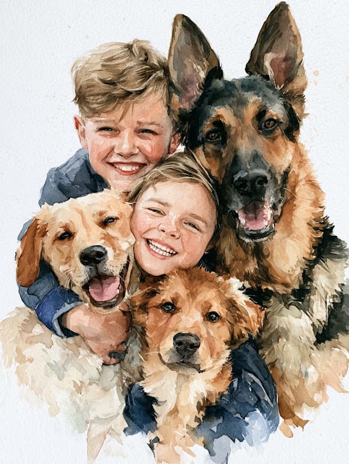 create a watercolor family portrait