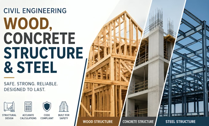 do civil engineering wood, concrete structure and steel