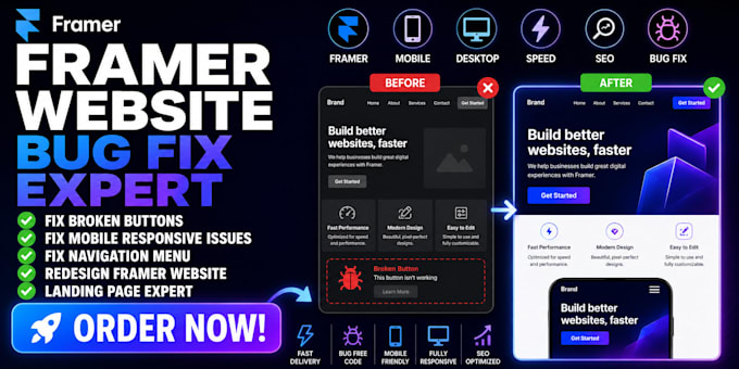 fix framer bugs, redesign, edit and optimize your framer website professionally