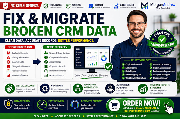 fix and migrate broken CRM data into a clean system
