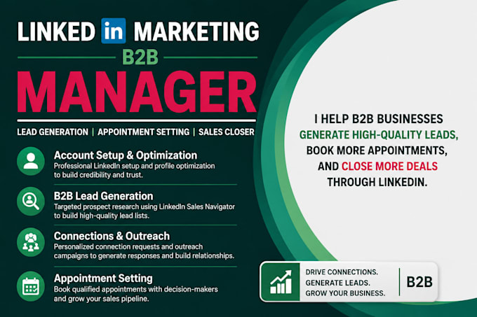 be your linkedin marketing manager and b2b appointment setter