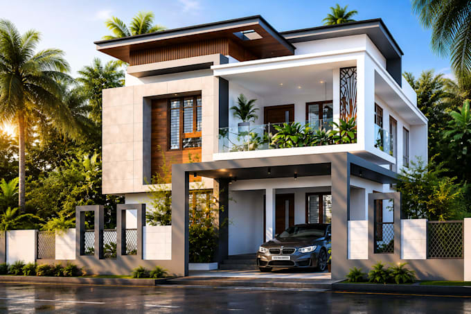 do 3d rendering for exterior design and site plan with 3d visualization