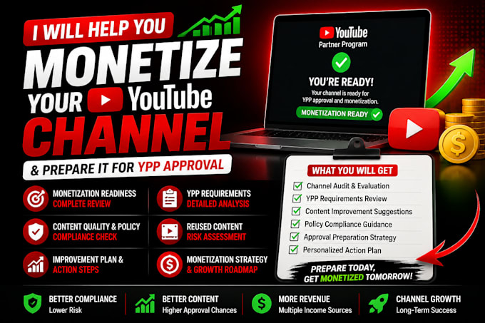 help monetize your youtube channel and prepare it for ypp approval