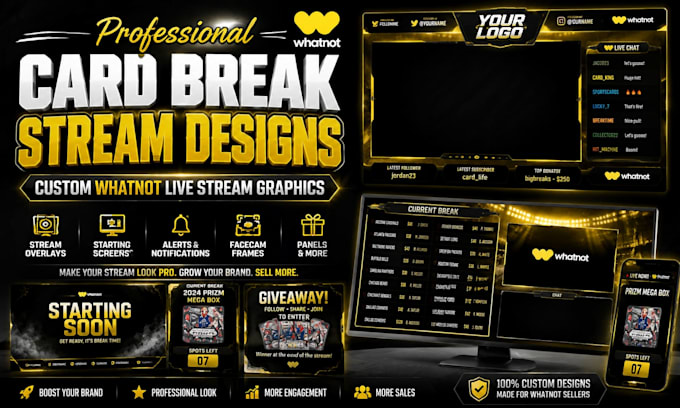 create professional whatnot live stream overlay graphics